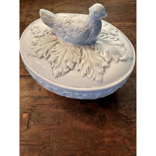 Vintage American Atelier @ Home Ironstone  Pheasant Covered Bowl with lid. 5.5"  #5442