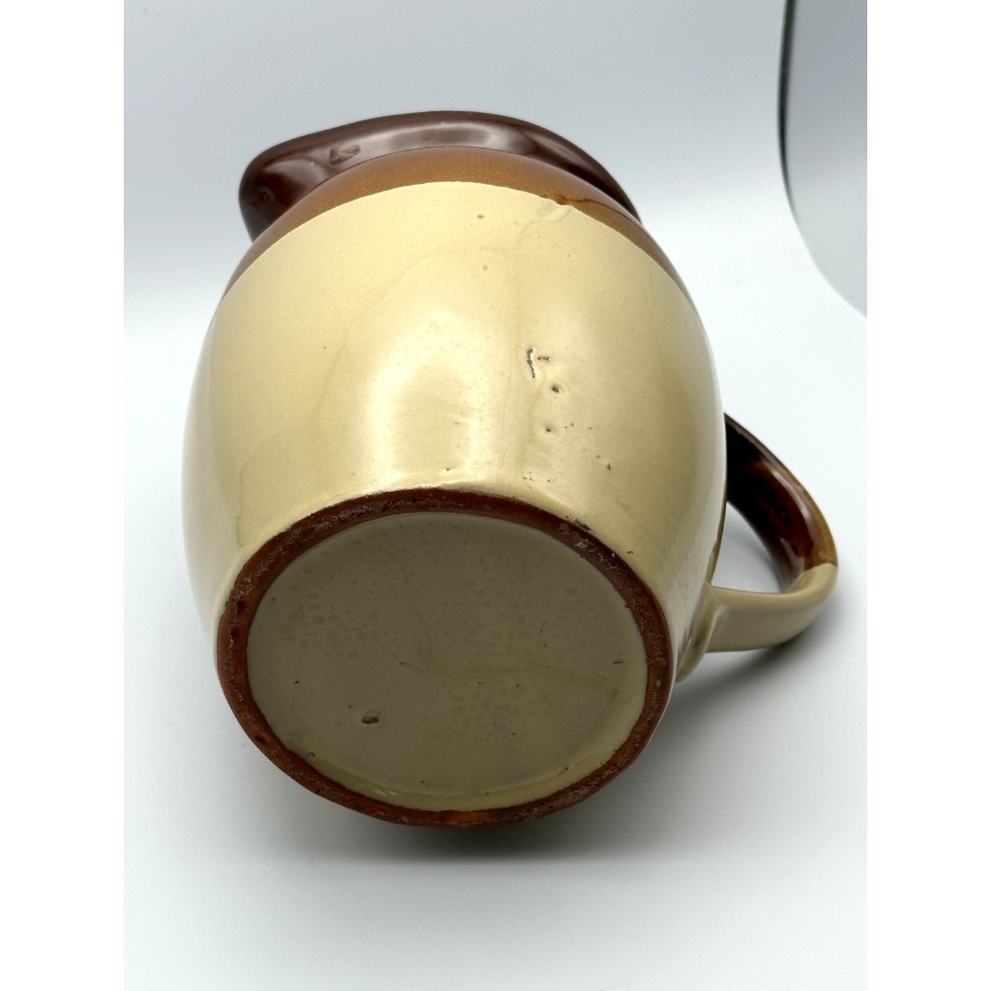 Crock stoneware pitcher three tone brown
