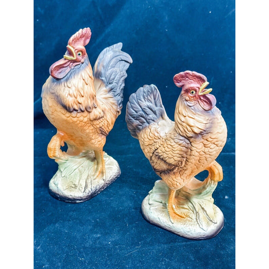 Norleans Vintage Ceramic Rooster and Hen Figurine Set