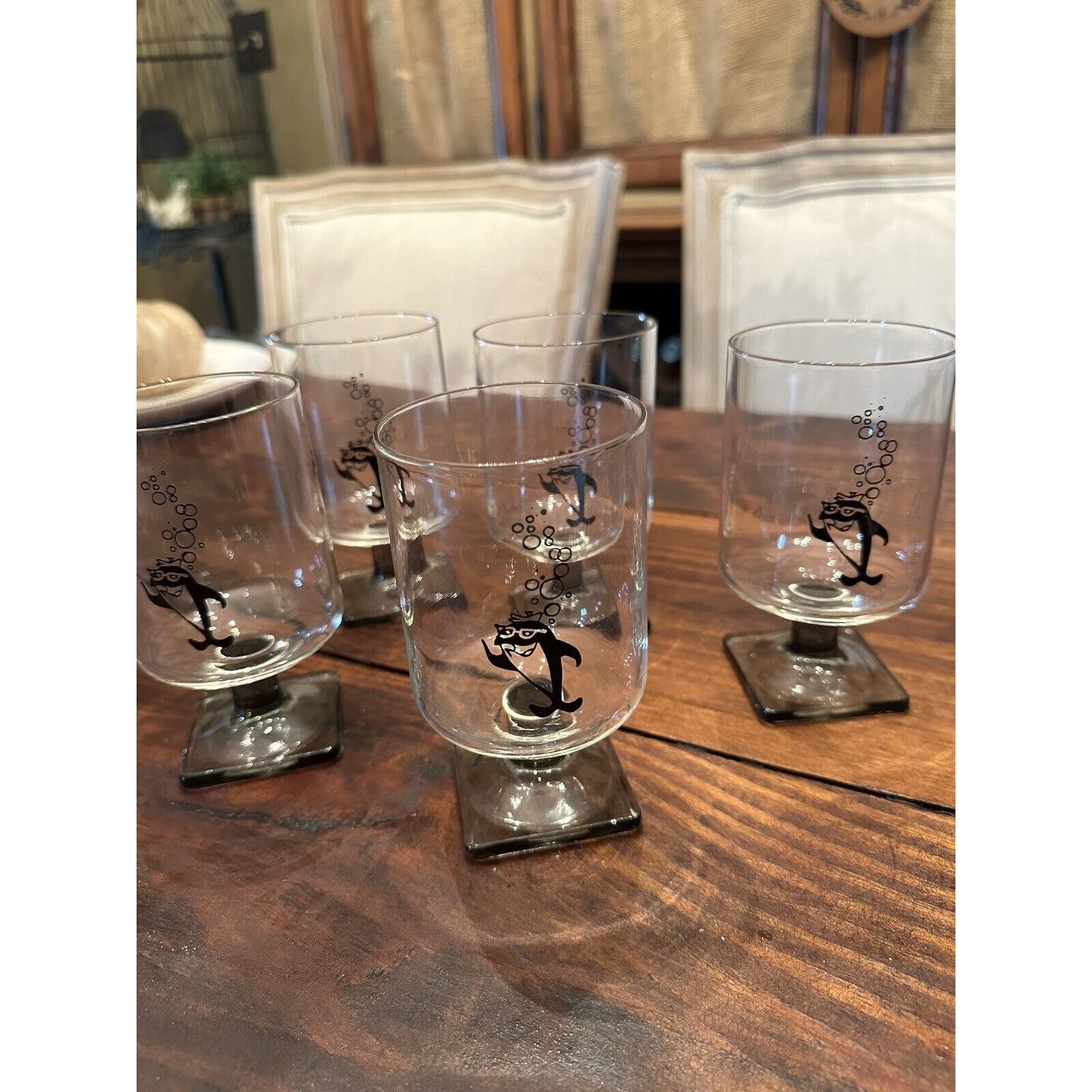 STARKIST Charlie Tuna Square Smoke Gray Pedestal Glasses