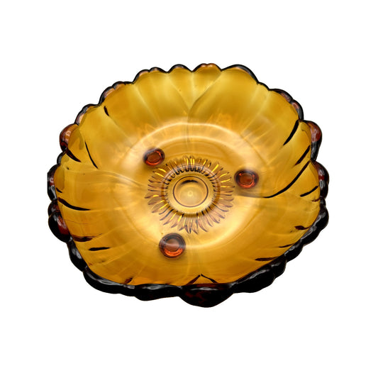 Vintage Indiana Amber Glass FSunflower Pattern 11"Dia. Fruit Bowl/Serving