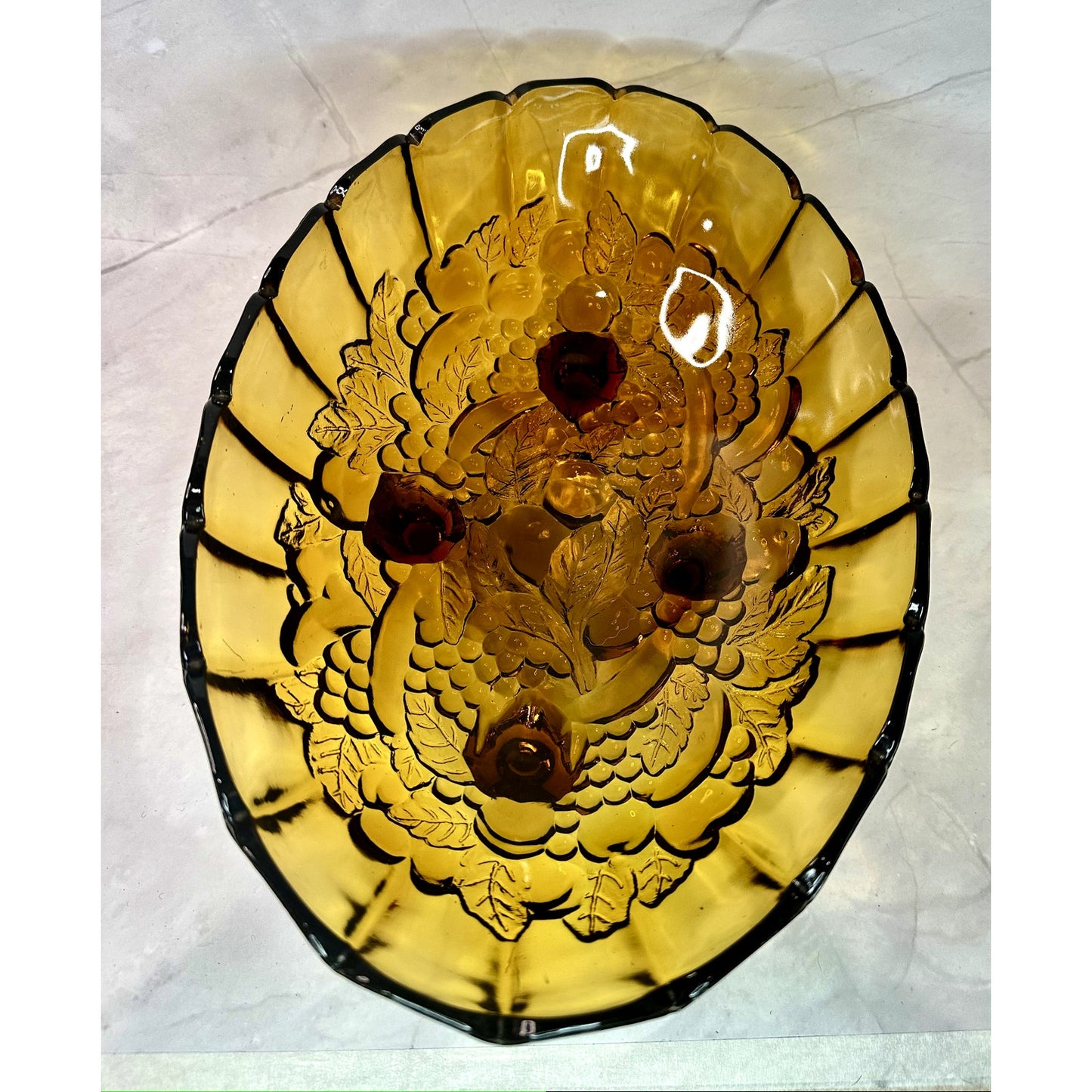 Carnival Glass Harvest Amber Fruit Bowl